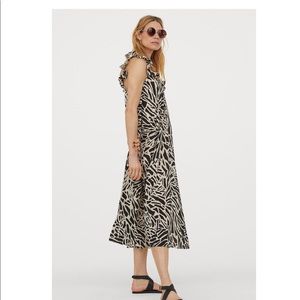 H&M All Cotton Zebra Animal Print ruffle dress